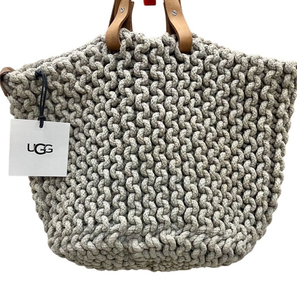 UGG Tulum Large Natural Home Storage Basket with Chunky Weave & Leather Handles